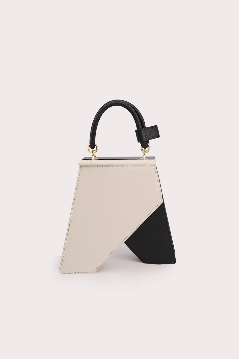 S off-white leather trapezium bag